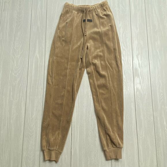 Essentials Fear of God Women's Oak Tan Velour Joggers Sweatpants Size XXS - Picture 2 of 13